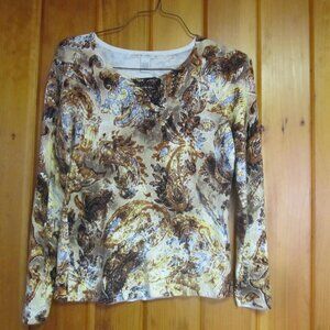 Vtg Paisley Boho Sweater sz L Womens Clothing Womens Brown Yellow Size Large